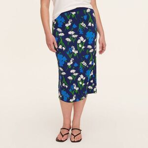 Women's Mixed Floral Sweater Midi Skirt - kate spa Blue/Green/White